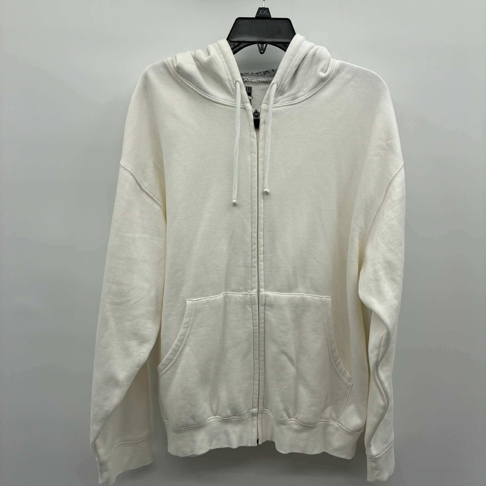 Simply For Sports Hoodie Adult M Cream Full Zip Fleece Cotton Blend Sweatshirt